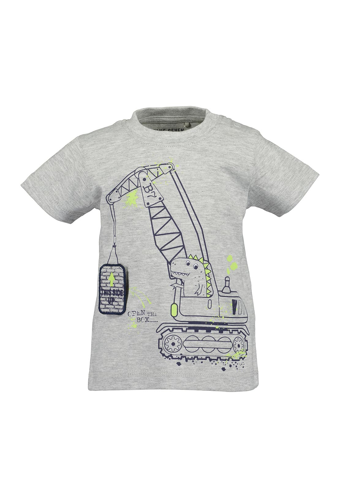 Blue Seven Baby Boy Dino Crane Tee, Grey