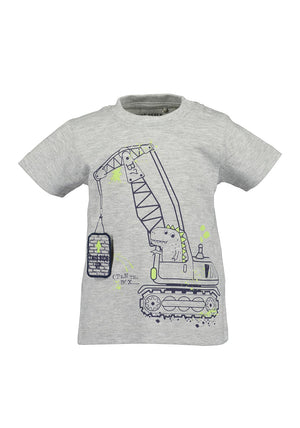 Blue Seven Baby Boy Dino Crane Tee, Grey