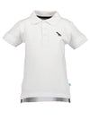 Blue Seven Boy Short Sleeve Dino Polo, White