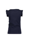 Blue Seven Girl Floral Frill Sleeve Tee, Navy