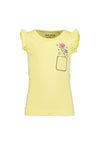 Blue Seven Girl Floral Frill Sleeve Tee, Yellow