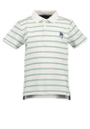 Blue Seven Boy Stripe Short Sleeve Polo, White