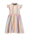 Blue Seven Girl Stripe Frill Sleeve Dress, Pink