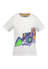 Blue Seven Boy Tractor Print Tee, White