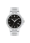 Calvin Klein Mens Black Dial Watch, Silver