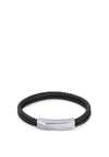 Calvin Klein Mens Leather Braided Bracelet, Black