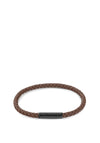 Calvin Klein Mens Leather Braided Bracelet, Brown
