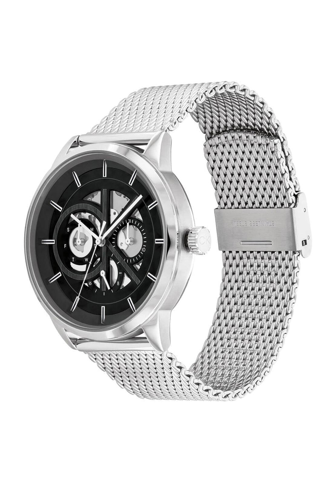 Calvin Klein Mens Mesh Strap Watch, Silver