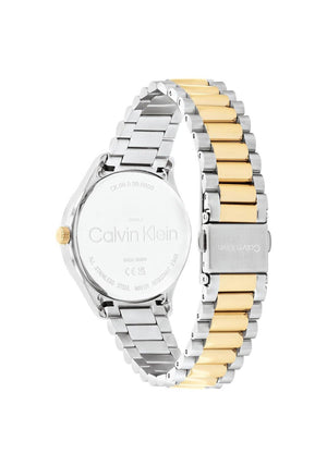 Calvin Klein Ladies Monogram Dial Two-Tone Watch, Silver & Gold