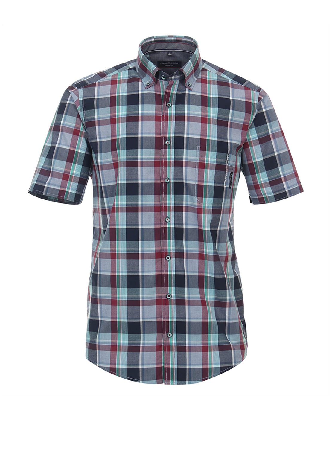 Casa Moda Check Short Sleeve Shirt, Wine Multi