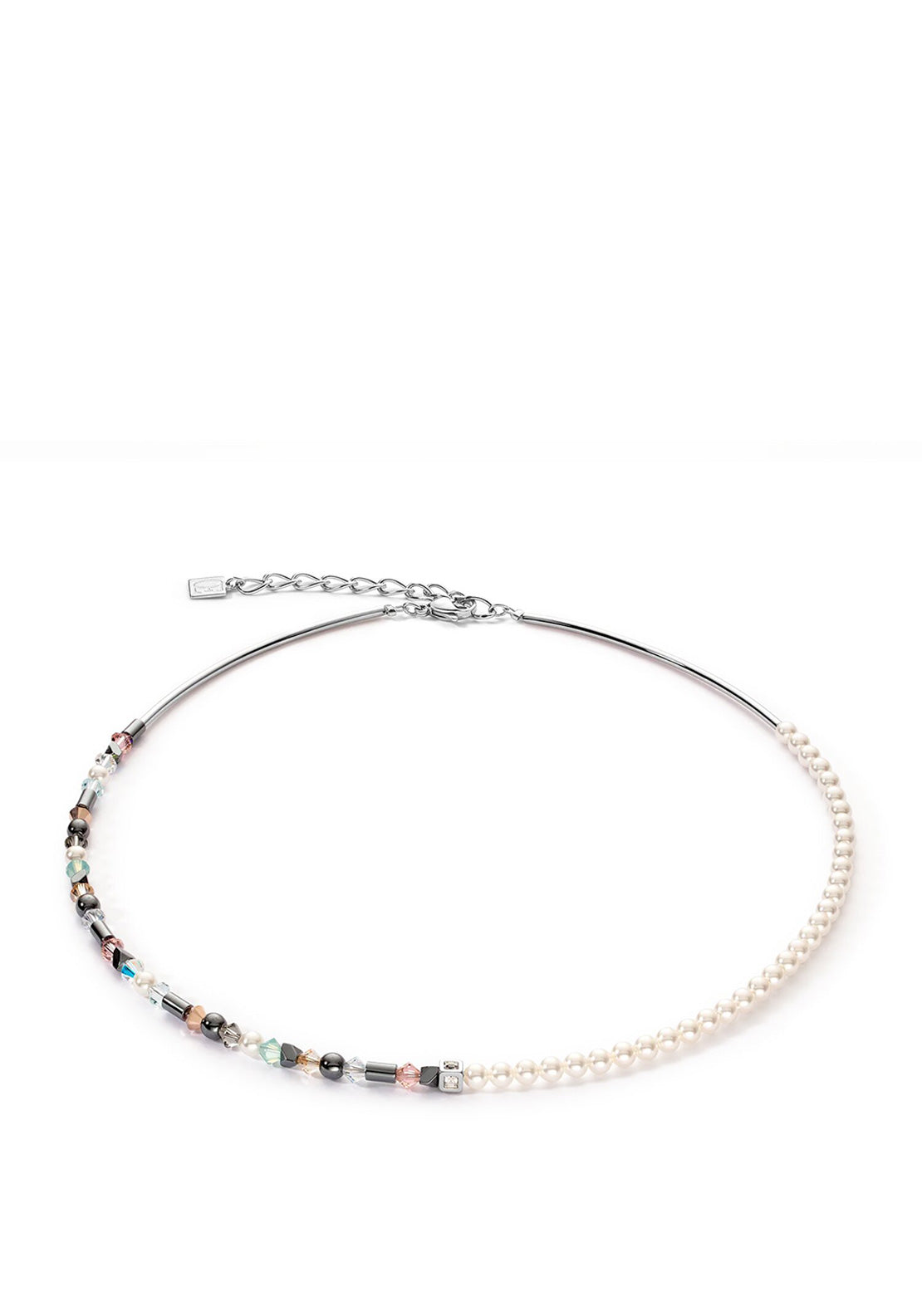 Coeur De Lion Asymmetric Princess Pearl Necklace, Silver