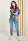 Cecil Floral Print Tie Sleeve Top, Khaki Multi