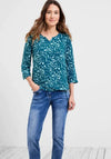 Cecil Two-Tone Printed Blouse, Teal