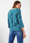 Cecil Two-Tone Printed Blouse, Teal