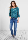 Cecil Two-Tone Printed Blouse, Teal
