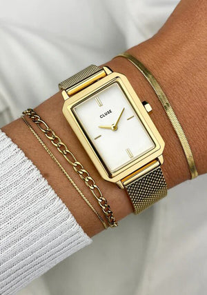 Cluse Fluette Mesh Watch, Gold