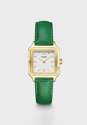 Cluse Gracieuse Petite Croc Strap Watch, Gold & Green