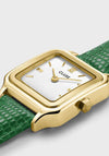 Cluse Gracieuse Petite Croc Strap Watch, Gold & Green