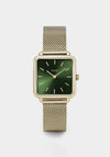 Cluse La Tétragone Mesh Strap Watch, Green & Gold