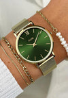 Cluse Minuit Mesh Ladies Watch, Gold & Green