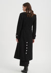 Camelot Detachable Collar Long Coat, Black & White