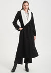 Camelot Detachable Collar Long Coat, Black & White