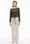 Calvin Klein Womens Scatter Plaid Pyjama Set, Khaki