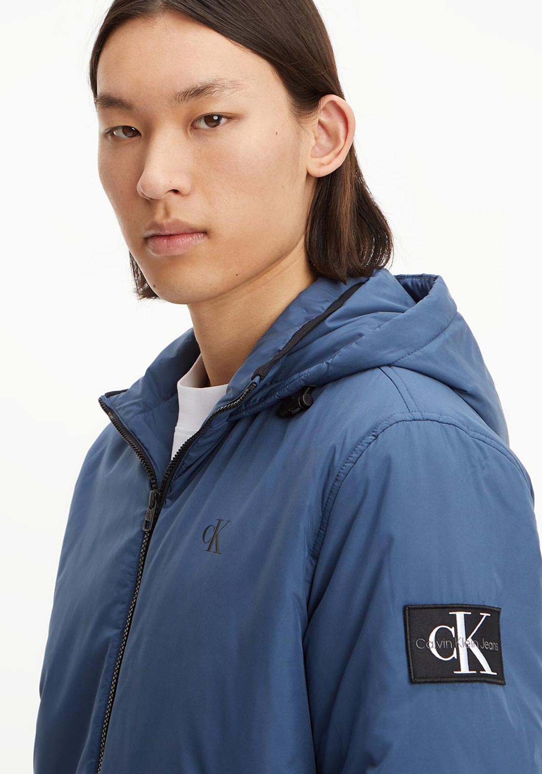 Calvin Klein Jeans Padded Hooded Jacket, Aegean Sea