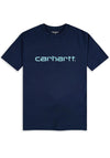 Carhartt Script T-Shirt, Enzian & Misty Sky