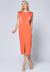 Caroline Kilkenny Brooke Satin Shoulder Midi Dress, Orange
