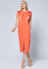 Caroline Kilkenny Brooke Satin Shoulder Midi Dress, Orange