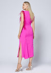 Caroline Kilkenny Trish Feather Shoulder Maxi Dress, Lipstick Pink