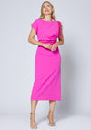Caroline Kilkenny Trish Feather Shoulder Maxi Dress, Lipstick Pink
