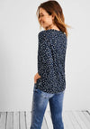 Cecil Dot Print Tunic Top, Deep Blue