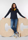 Cecil Diamond Quilted Full Zip Hoodie, Navy