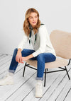Cecil Ribbed Ribbon Brim Hooded Sweater, Vanilla