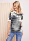 Cecil Striped Short Sleeve Hoodie, Deep Blue