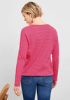 Cecil Striped Elasticated Hem Top, Fresh Pink