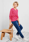 Cecil Striped Elasticated Hem Top, Fresh Pink