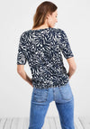 Cecil Abstract Print Light Top, Navy & White