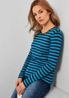 Cecil Striped Long Sleeve T-Shirt, Club Blue