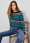 Cecil Multi Colour Stripe Top, Deep Blue Multi