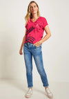 Cecil Word Print V Neck T-Shirt, Strawberry Red