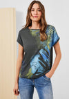 Cecil Boat Neck Printed T-Shirt, Khaki