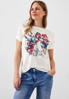 Cecil Sequin Floral Graphic T-Shirt, Vanilla White