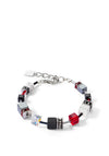 Coeur De Lion Iconic Precious Geocube Bracelet, Silver & Red