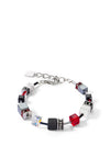 Coeur De Lion Iconic Precious Geocube Bracelet, Silver & Red
