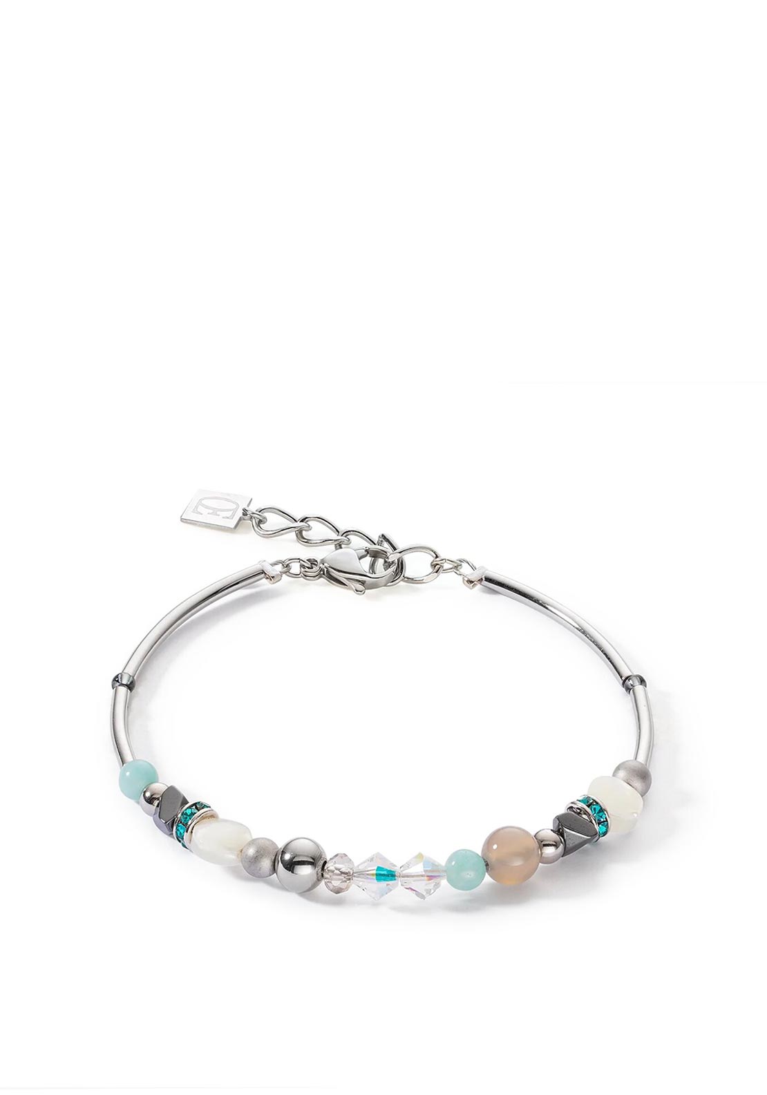 Coeur De Lion Brilliant Square Bracelet, Silver & Green