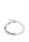 Coeur De Lion Asymmetric Princess Pearl Bracelet, Silver Multi