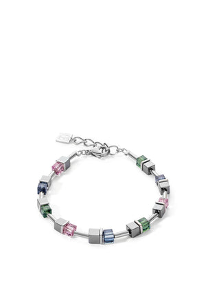 Coeur De Lion Hematite Cube Bracelet, Silver Multi